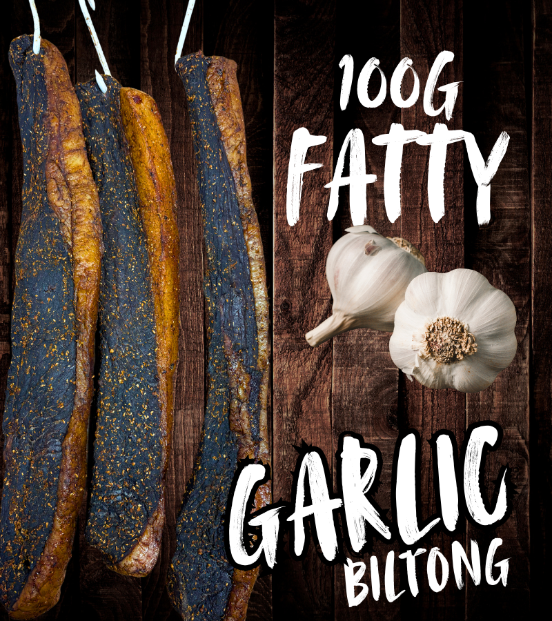 Fatty Garlic Biltong 100g (Sliced)