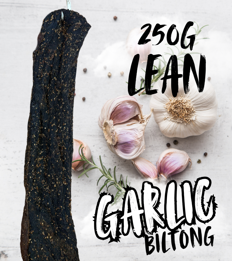 Lean Garlic Biltong 250g (Sliced)
