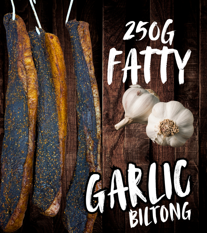 Fatty Garlic Biltong 250g (Sliced)