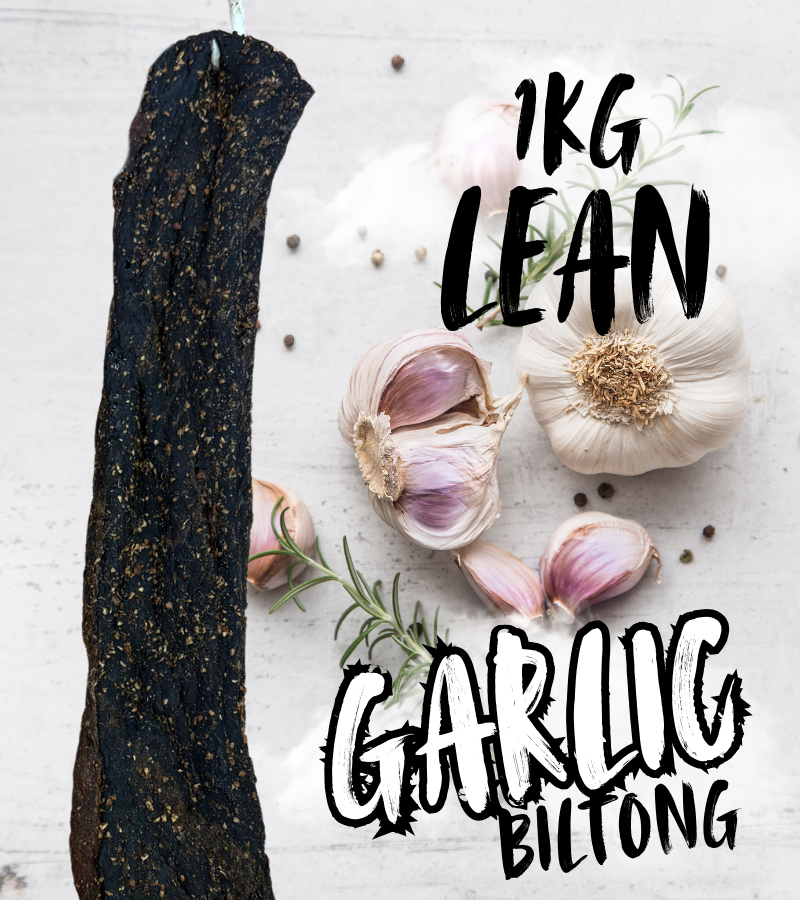 Lean Garlic Biltong 1KG (Sliced)