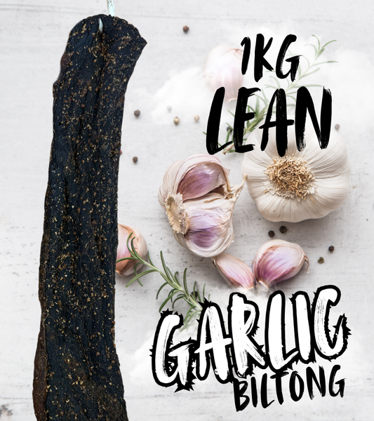 Lean Garlic Biltong 1KG (Sliced)